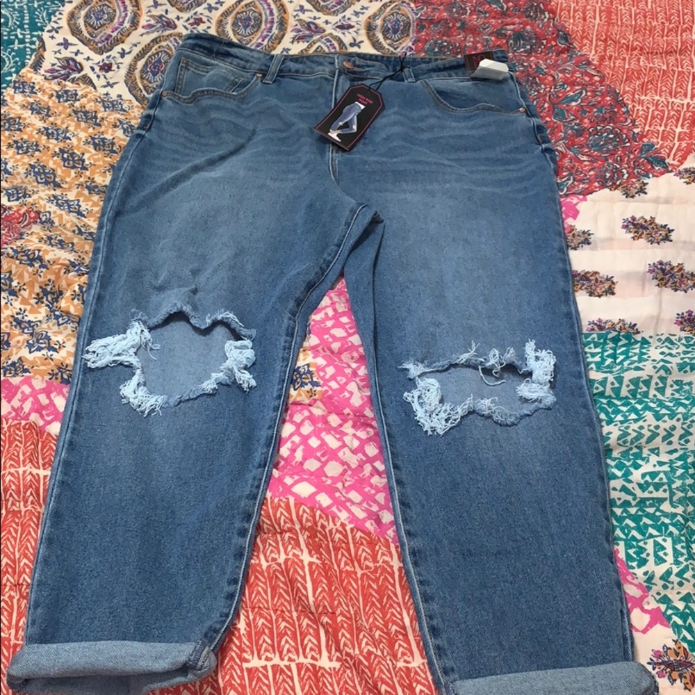 Plus Size High Rise, Cuffed, Mom Jeans